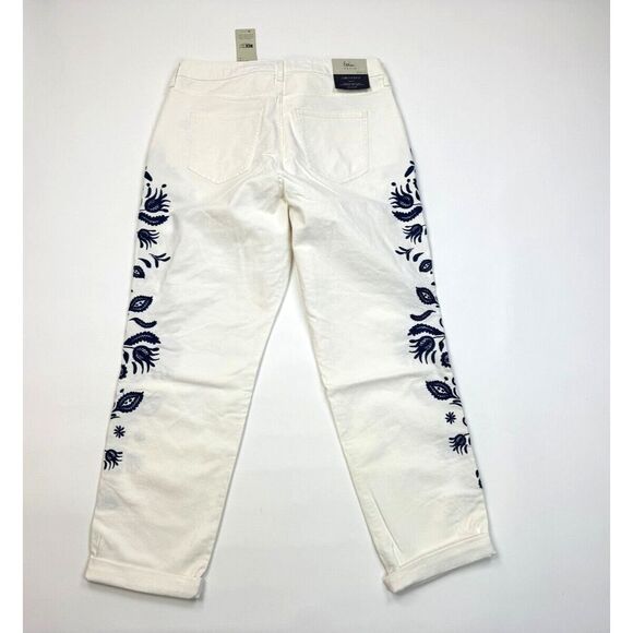 Boden Girlfriend Jeans White Embroidered Women 16 NWT Stretch 5 Pockets Cotton - Picture 4 of 16